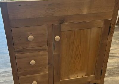 reclaimed pine vanity with drawers